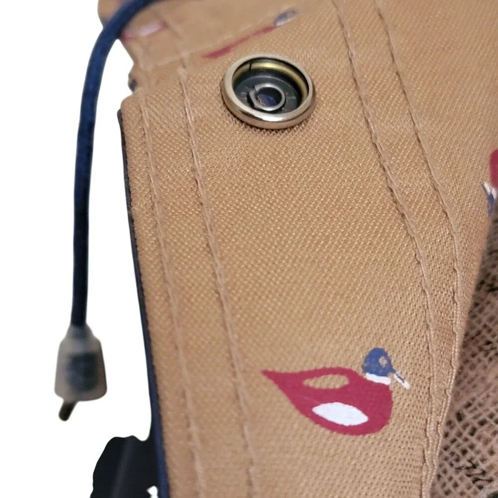 Reversable Mallard Duck Print Hooded Raincoat Snap Buttons Drawstring. Size L - Picture 3 of 16